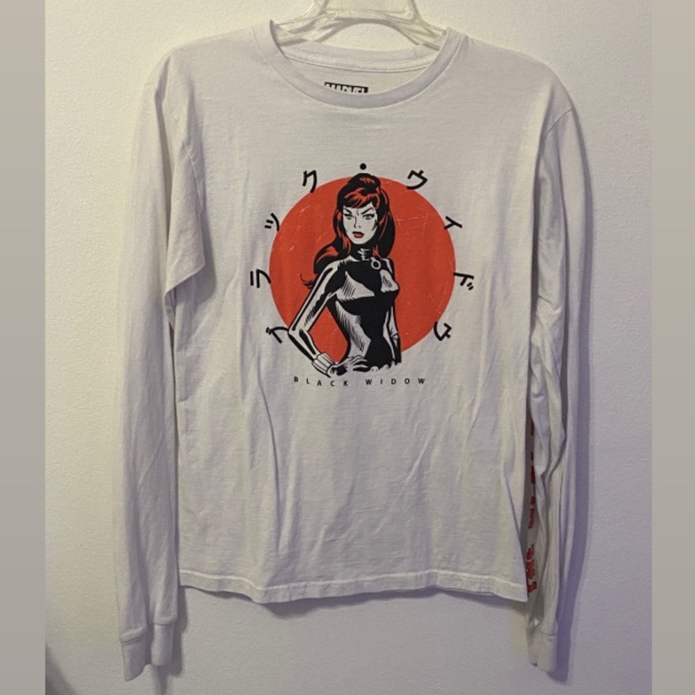 white black widow language long sleeve